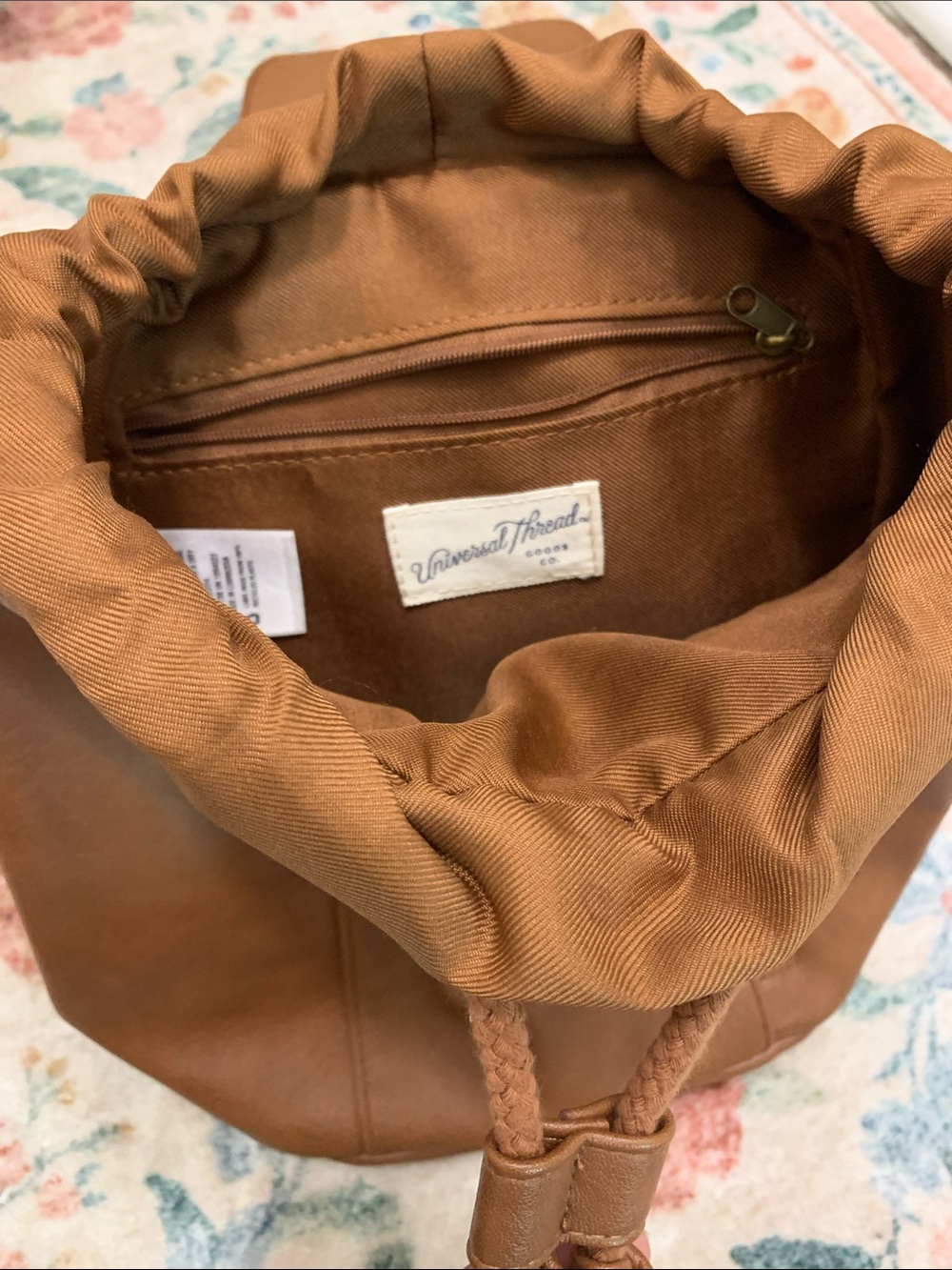 Universal Thread Tan Faux-Leather Drawstring Backpack - Picture 4 of 6